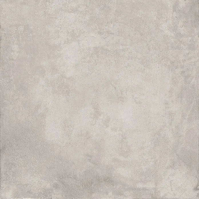 Feinsteinzeug in gewachster hellgrauer Betonoptik 120x120 - Ital. Fliesen -  - Hellgraue Fliese in Betonoptik mit matter, verwitterter Oberfläche und subtiler Textur.