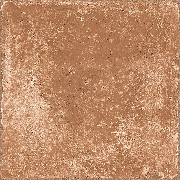 Feinsteinzeug in brauner natürlicher Terrakottaoptik 30x30 - Ital. Fliesen -  - Quadratische, terrakottafarbene Fliese mit strukturierter, rustikaler Oberfläche und rauen Kanten.