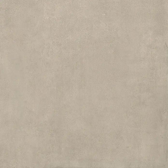 Feinsteinzeug in zeitgenössischer taupefarbener Betonoptik 80x80 -  - Helle beigegrüne Betontextur mit subtilen Variationen.