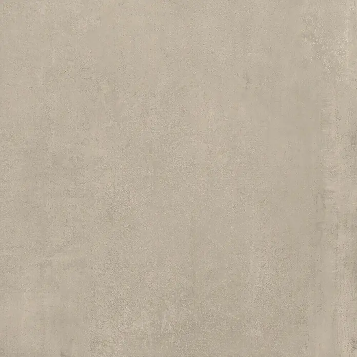 Feinsteinzeug in zeitgenössischer taupefarbener Betonoptik 80x80 -  - Helle beigefarbene Fliese in Betonoptik mit texturierter matter Oberfläche.