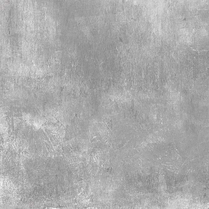 Feinsteinzeug in hellgrauer Harzoptik 60x60, 20 mm, rutschhemmend -  - Graue Betontextur mit abgenutzter, zerkratzter Oberfläche.