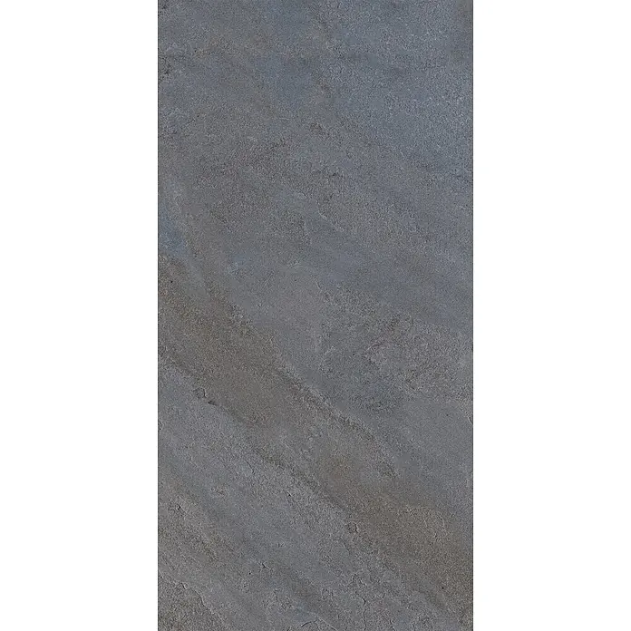 Feinsteinzeug in Steinoptik 60x120, 20 mm, rutschhemmend - Ital. Fliesen -  - Dunkelgraue, texturierte Fliese in Steinoptik mit subtilen Variationen, ideal für Boden und Wand.