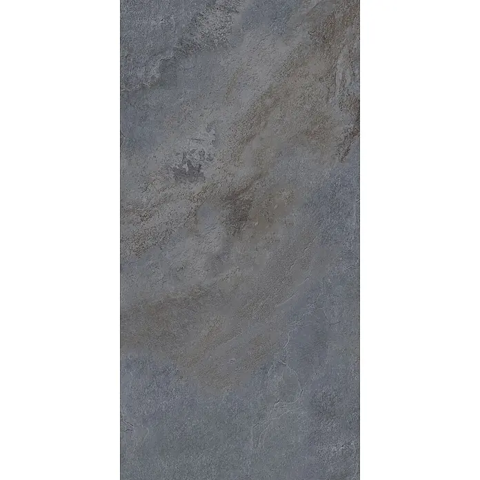 Feinsteinzeug in Steinoptik 60x120, 20 mm, rutschhemmend - Ital. Fliesen -  - Dunkelgraue Schieferfliese mit Textur und subtilen Braun- und Blaunuancen.