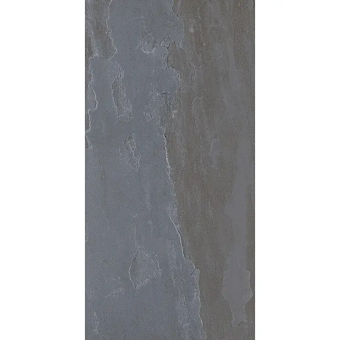 Feinsteinzeug in Steinoptik 60x120, 20 mm, rutschhemmend - Ital. Fliesen -  - Raue, dunkelgraue Steinoberfläche mit ungleichmäßiger, natürlicher Textur.