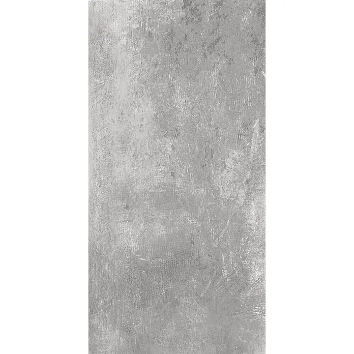 Feinsteinzeug in hellgrauer Harzoptik 30x60 - Italienische Fliesen -  - Graue, abgenutzte Betontextur mit rauer, zerkratzter Oberfläche.