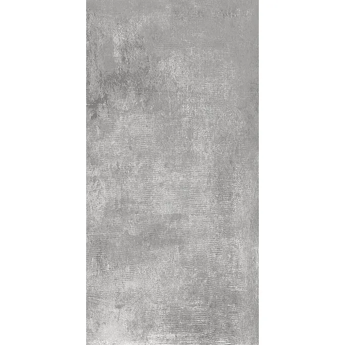 Feinsteinzeug in hellgrauer Harzoptik 30x60 - Italienische Fliesen -  - Graue, abgenutzte Strukturfläche mit horizontalen Pinselstrichen.