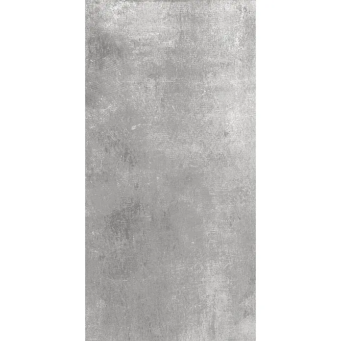 Feinsteinzeug in hellgrauer Harzoptik 30x60 - Italienische Fliesen -  - Graue, abgenutzte Betontextur mit sichtbaren Kratzern.
