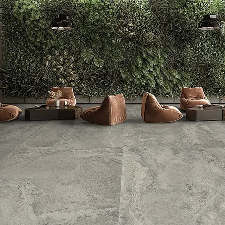 Design-Feinsteinzeug in Grau matter 120x120 - Italienische Fliesen