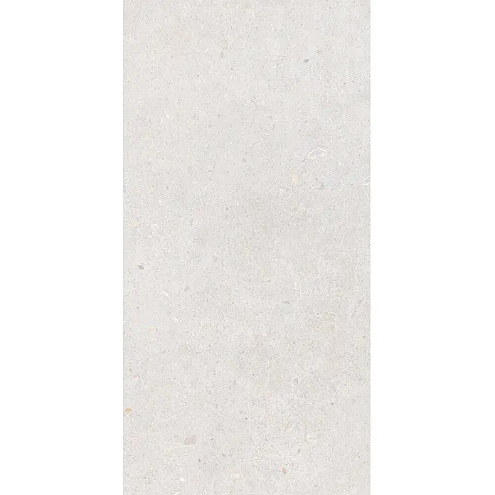 Design-Feinsteinzeug Weiß matt 30x60 - Italienische Fliesen -  - Hellgraue gesprenkelte Fliese, Beton- oder Terrazzo-Optik, für Boden und Wand.