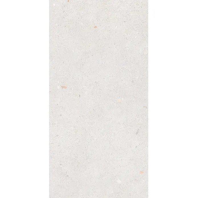 Design-Feinsteinzeug Weiß matt 30x60 - Italienische Fliesen -  - Gesprenkelte hellgraue Fliese im Terrazzo-Stil für moderne Innenflächen.