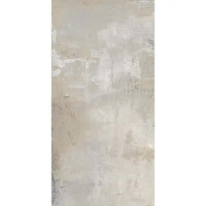 Feinsteinzeug in industrieller beiger Betonoptik 60x120 - Ital. Fliesen -  - Helle, beige-graue Textur in Betonoptik mit distressed Effekt für Wand- oder Bodenflächen.