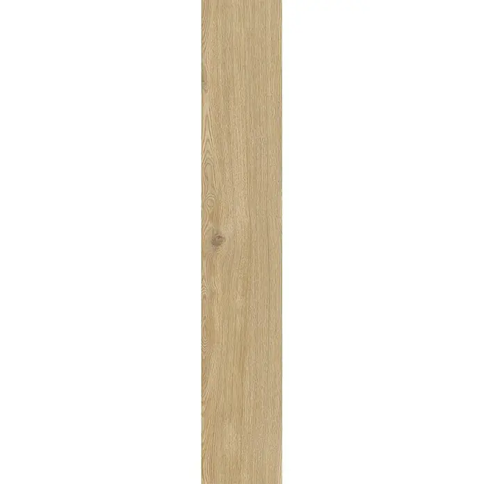 Feinsteinzeug in hellbraun Holzoptik 20x120 - Italienische Fliesen -  - Helle Holzdiele mit natürlicher Maserung und einem deutlichen Ast.