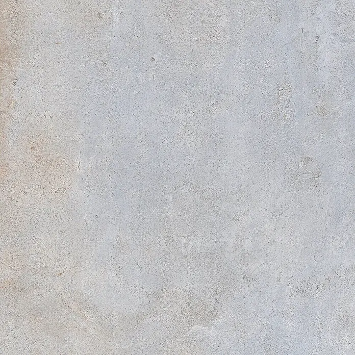 Feinsteinzeug in metallischer hellgrauer Betonoptik 60x60 - Ital. Fliesen -  - Hellgraue Betontextur, geeignet für Boden- oder Wandanwendungen.