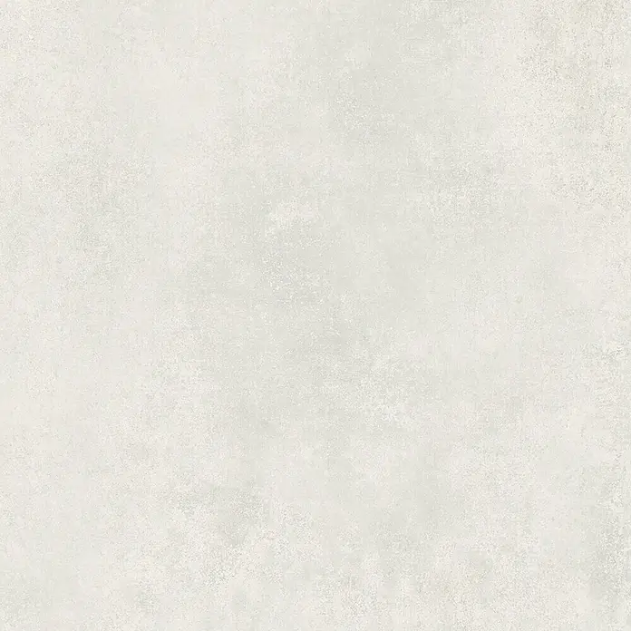 Feinsteinzeug in spachtelartiger weißer Harzoptik 60x60 - Ital. Fliesen -  - Hellgraue, strukturierte Oberfläche, ähnlich Beton oder einer matten Steinoptik.