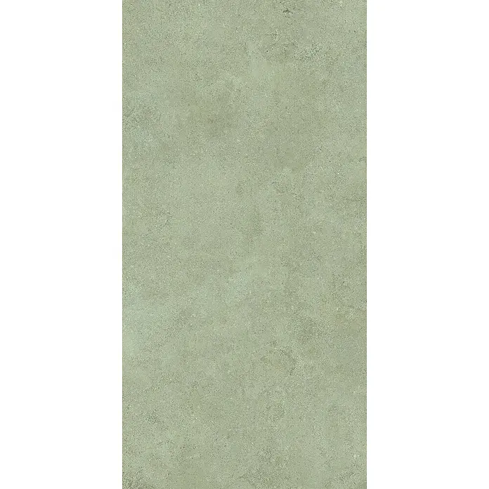 Feinsteinzeug-Bodenfliese strukturierter grüner Betonoptik 60x120 -  - Salbeigrüner Strukturfliese mit subtilen Farbnuancen.