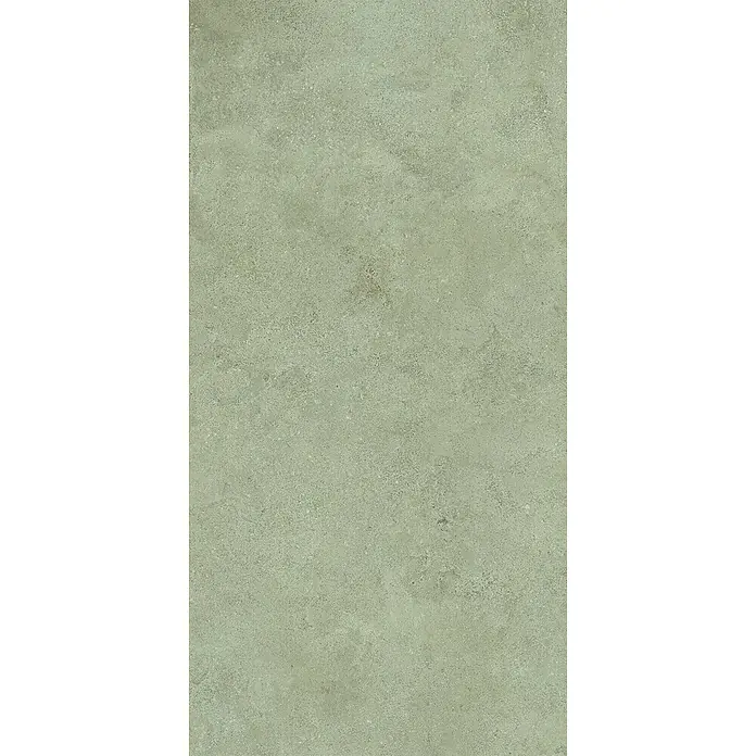 Feinsteinzeug-Bodenfliese strukturierter grüner Betonoptik 60x120 -  - Texturierte grünlich-graue Oberfläche mit dezentem Muster.