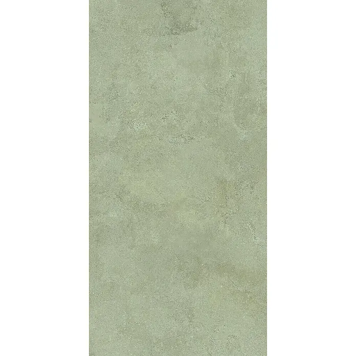 Feinsteinzeug-Bodenfliese strukturierter grüner Betonoptik 60x120 -  - Hellgrüne, strukturierte Fliese in Betonoptik mit dezenten Farbnuancen.