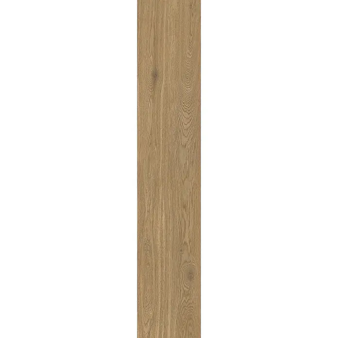 Feinsteinzeug in dunkelbrauner Holzoptik 20x120 - Italienische Fliesen -  - Rechteckige hellbraune Holzdiele mit natürlicher Holzmaserung.