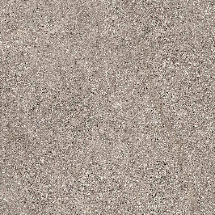 Feinsteinzeug in geäderter beiger Steinoptik 60x60 - Italienische Fliesen -  - Grau-braune gesprenkelte Fliese mit helleren Äderungen, die Naturstein oder Beton nachahmt.