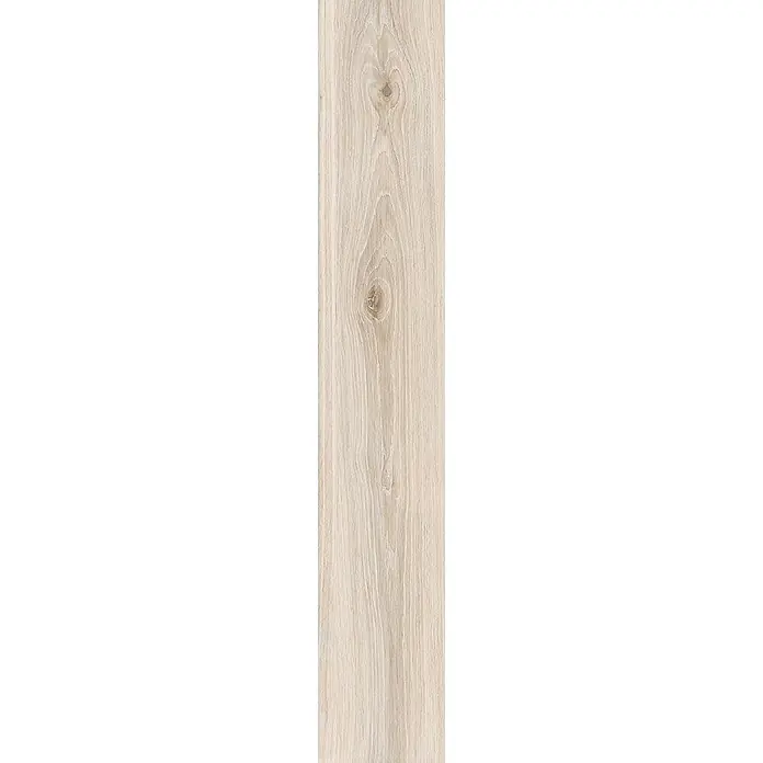 Feinsteinzeug in beiger Holzoptik 20x120, rutschhemmend - Ital. Fliesen -  - Helle beige Holzoptik-Diele mit natürlicher Maserung und Ästen.