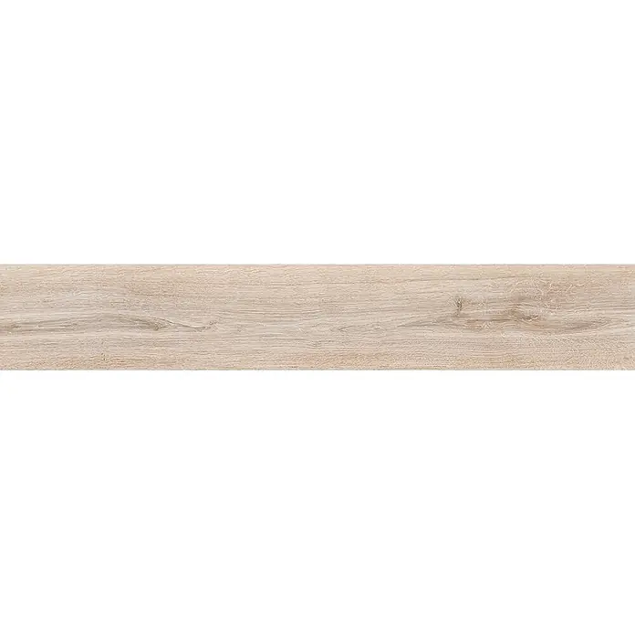Feinsteinzeug in beiger Holzoptik 20x120, rutschhemmend - Ital. Fliesen -  - Helle, beige Holzoptikfliese mit natürlicher Maserung.