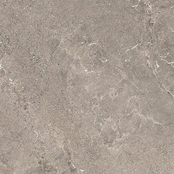 Feinsteinzeug in geäderter beiger Steinoptik 60x60 - Italienische Fliesen -  - Graue Fliese in Steinoptik mit dezenter weißer Maserung und gesprenkelter Textur, geeignet für Böden oder Wände.