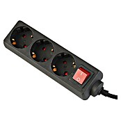 Produžni kabel s utičnicama (3-struko, Crna, 1,4 m, 3.500 W, S prekidačem)