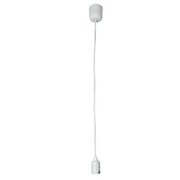 Näve Lampenpendel - Weiß, 80 cm, 60 W, E27 - Eine einzelne weiße Lampenfassung mit einem langen, dünnen Kabel hängt von der Decke.