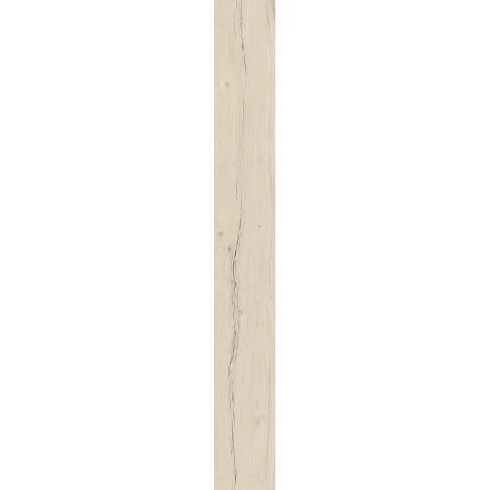 Feinsteinzeug in matter weißer Holzoptik 30x120 - Italienische Fliesen -  - Helles, gebleichtes Holzpaneel mit sichtbarer Maserung und Rissen.