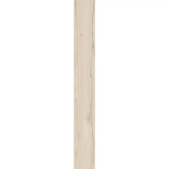 Feinsteinzeug in matter weißer Holzoptik 30x120 - Italienische Fliesen -  - Helle beige Holzdiele mit natürlicher Maserung und feinen Rissen.