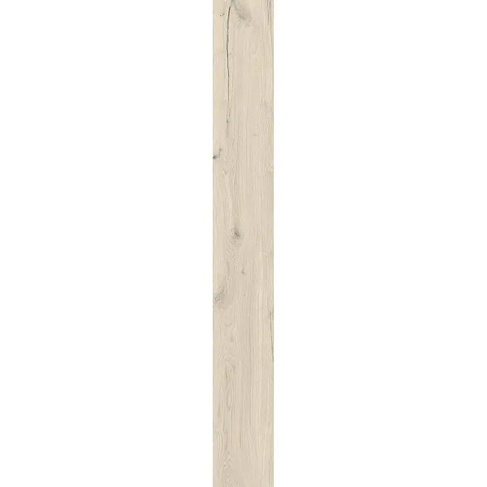 Feinsteinzeug in matter weißer Holzoptik 30x120 - Italienische Fliesen -  - Helle beige Holztextur mit sichtbarer Maserung, Ästen und feinen Rissen.