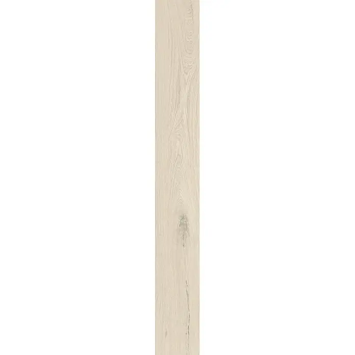 Feinsteinzeug in matter weißer Holzoptik 30x120 - Italienische Fliesen -  - Helle, gebleichte Holzplatte mit natürlicher Maserung und dezenten Astdetails.