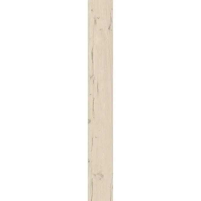 Feinsteinzeug in matter weißer Holzoptik 30x120 - Italienische Fliesen -  - Helle Naturholzplatte mit ausgeprägter Maserung und dezenten Ästen und Rissen.