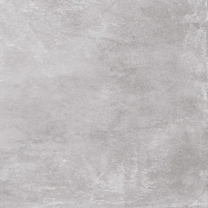 Feinsteinzeug in gewachster dunkelgrauer Betonoptik 60x60 - Ital. Fliesen -  - Helle graue Betontextur mit subtilen Unregelmäßigkeiten und feinen Rissmustern, ideal für Industrie- oder minimalistisches Design.