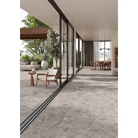 Feinsteinzeug in grauer Steinoptik 60x60, 20 mm, rutschhemmend
