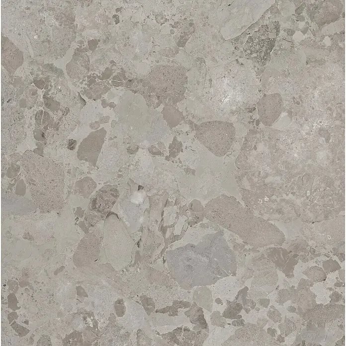 Feinsteinzeug in grauer Steinoptik 60x60, 20 mm, rutschhemmend -  - Graue, gesprenkelte Verbundsteinplatte für Bodenbeläge oder Oberflächen.