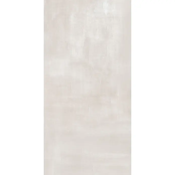 Feinsteinzeug in gebürsteter perlgrauer Betonoptik 60x120 - Ital. Fliesen -  - Hellbeige, leicht texturierte Oberfläche im Betonlook.