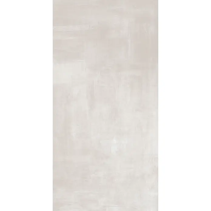 Feinsteinzeug in gebürsteter perlgrauer Betonoptik 60x120 - Ital. Fliesen -  - Hellbeige matte Texturoberfläche mit dezentem Beton- oder Putzeffekt.