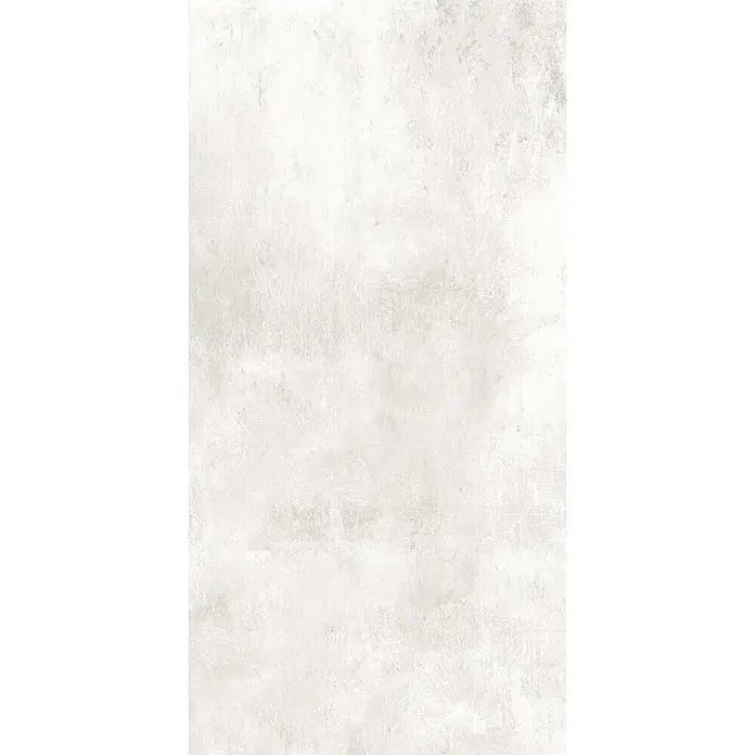 Feinsteinzeug in weißer Harzoptik 60x120, rutschhemmend - Ital. Fliesen -  - Hellgraue, abgenutzte Betontextur. Vielseitige gealterte Oberfläche.