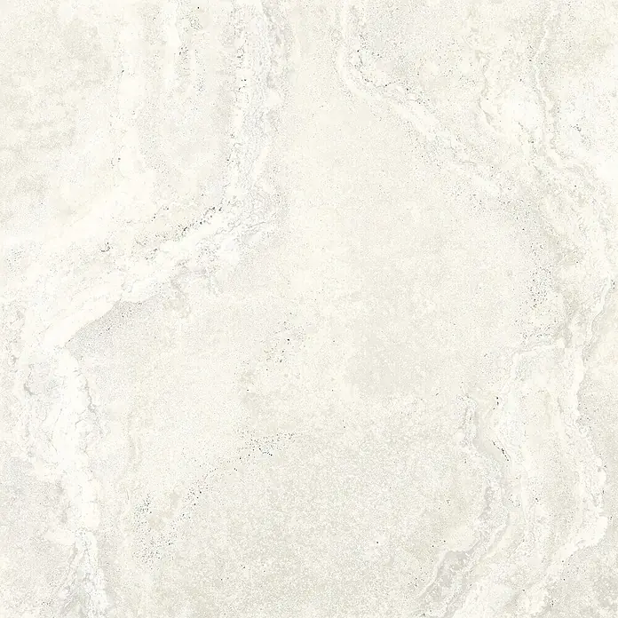 Design-Feinsteinzeug Weiß matt 120x120 - Italienische Fliesen -  - Gebrochen weiße strukturierte Fliese mit zarter grauer Maserung, Naturstein- oder Betonoptik.
