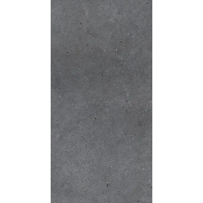 Feinsteinzeug in matter anthrazitfarbener Betonoptik 60x120 - Ital. Fliesen -  - Dunkelgraue gesprenkelte Betontextur.