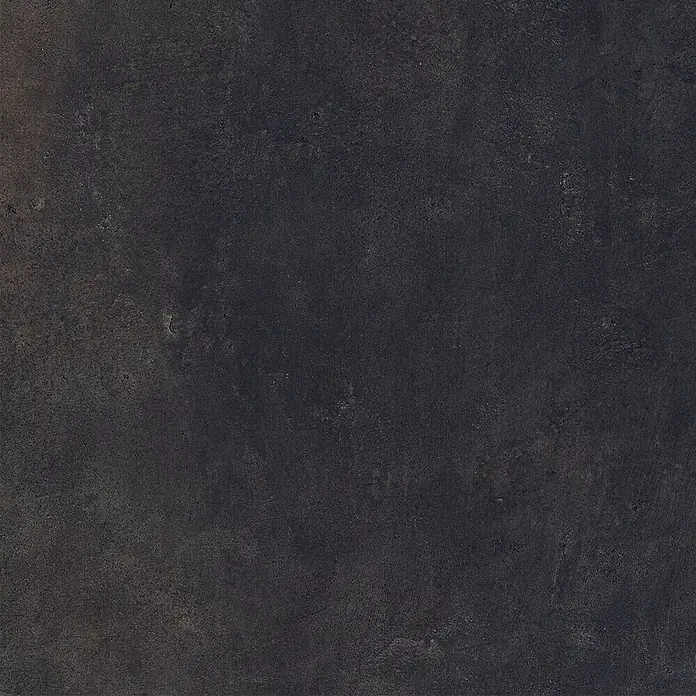 Feinsteinzeug in metallischer schwarzer Betonoptik 60x60 - Ital. Fliesen -  - Dunkelgraue, strukturierte Oberfläche mit subtilen Variationen.