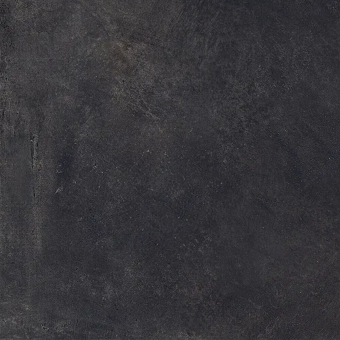 Feinsteinzeug in metallischer schwarzer Betonoptik 60x60 - Ital. Fliesen -  - Dunkelgraue, strukturierte Oberfläche, die Beton oder Stein ähnelt, mit subtilen natürlichen Variationen.
