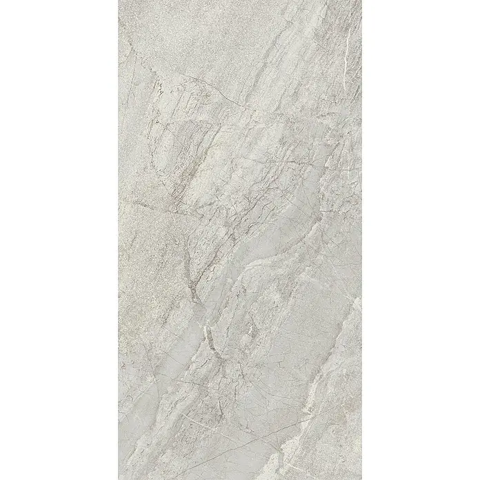 Feinsteinzeug in grauer Steinoptik 60x120, 20 mm, rutschhemmend -  - Helle graue Marmoroptik mit feiner, unregelmäßiger Maserung in Naturtönen.