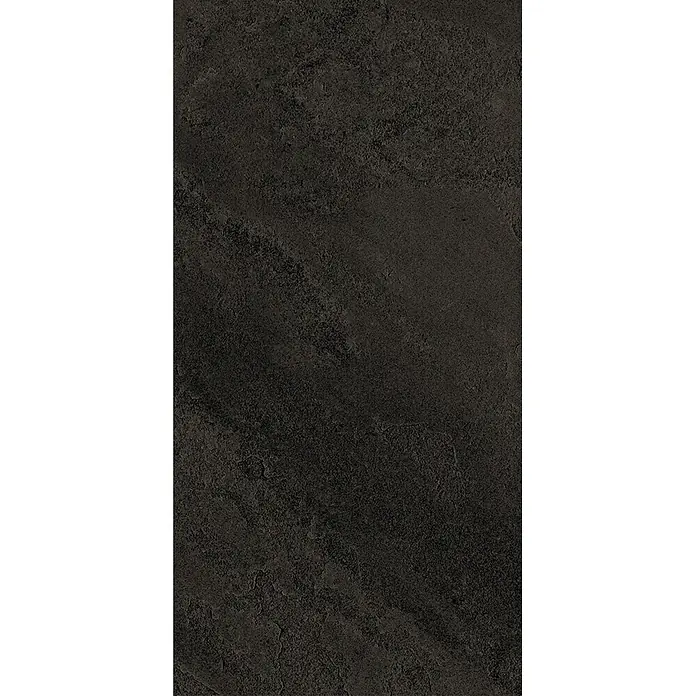 Feinsteinzeug in schwarzer Steinoptik 30x60 - Italienische Fliesen -  - Dunkelgraue, rau strukturierte Oberfläche.