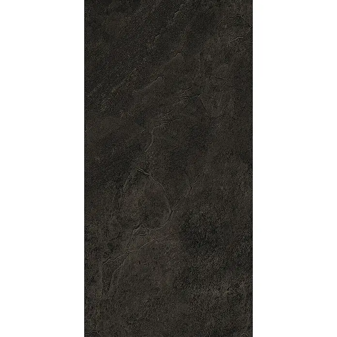 Feinsteinzeug in schwarzer Steinoptik 30x60 - Italienische Fliesen -  - Tiefes Anthrazitgrau, strukturierte Oberfläche mit rauer Natursteinoptik.