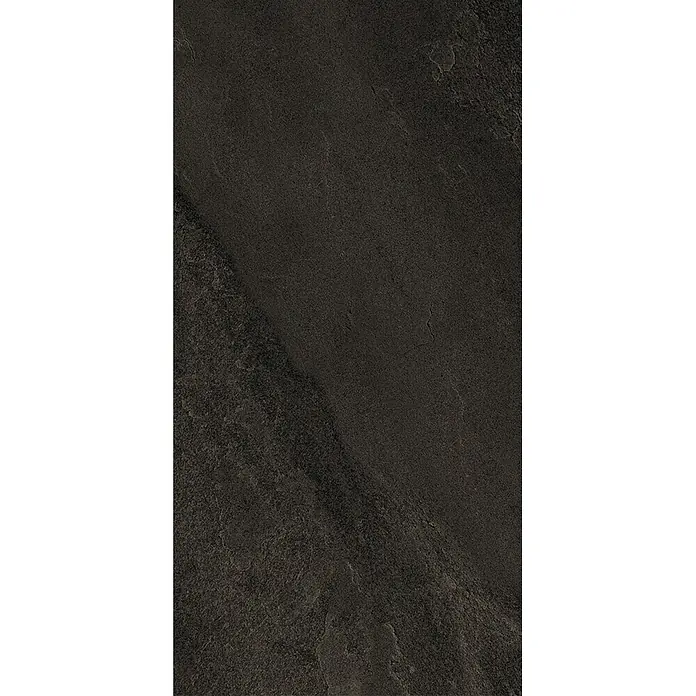 Feinsteinzeug in schwarzer Steinoptik 30x60 - Italienische Fliesen -  - Dunkle, raue Natursteinoberfläche, geeignet für Bodenbeläge oder Wandverkleidungen.