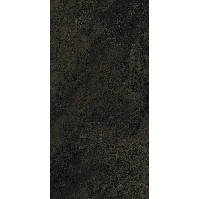 Feinsteinzeug in schwarzer Steinoptik 30x60 - Italienische Fliesen -  - Dunkle, texturierte Oberfläche in Anthrazitgrau mit rauer, unebener Beschaffenheit.