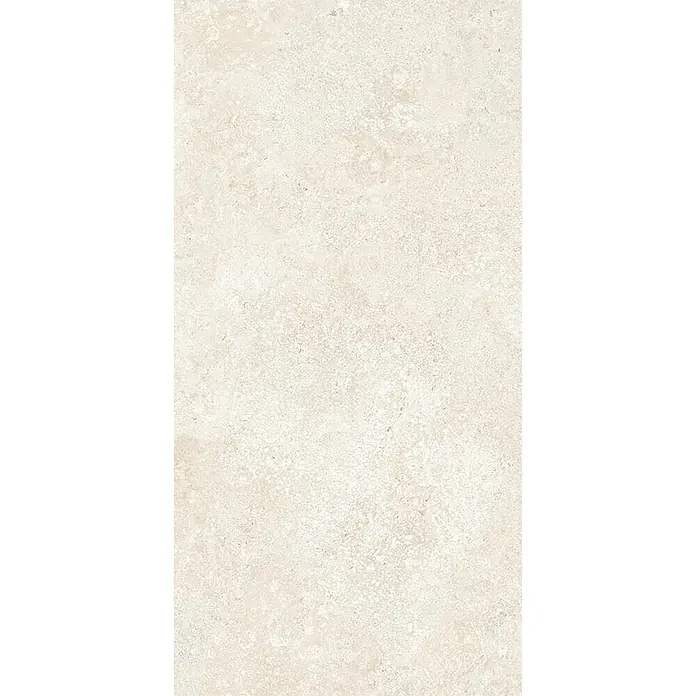 Feinsteinzeug in weißer Steinoptik 60x120, 20 mm, rutschhemmend -  - Heller, beigefarbener, texturierter Stein oder Keramikfliese.