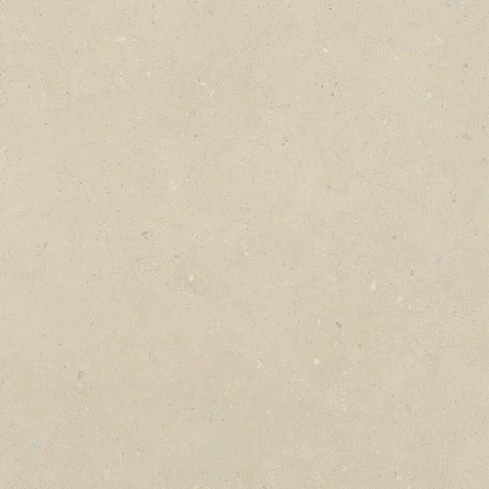 Feinsteinzeug in matter beiger Betonoptik 60x60 - Italienische Fliesen -  - Beige, gesprenkelte Steinstruktur mit feiner Körnung.